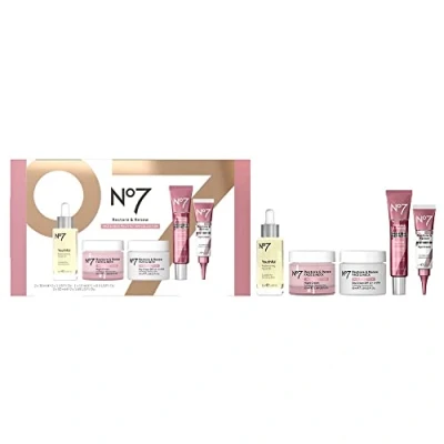 Image of No7 Restore &amp; Renew Face Neck Multi Action Skincare System,Best Gift Set For Christmas Womens