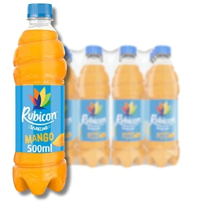 Image of Rubicon 12 Pack Sparkling Mango Flavoured Fizzy Drink with Real Fruit Juice, Handpicked Fruits for a Temptingly Intense Taste &quot;Made of Different Stuff&quot; x 500ml Bottles