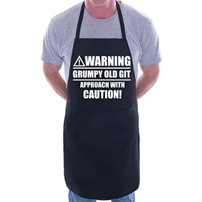 Image of Print4U Warning Grumpy Old Git BBQ Novelty Cooking Apron Black
