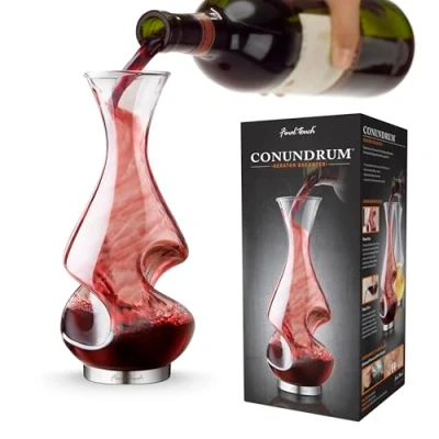 Image of Final Touch Conundrum Wine Aerator Decanter Drinking Gift, Clear,375ml