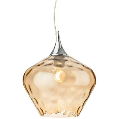 Image of Titan Dome Pendant Light Chrome with Amber Glass