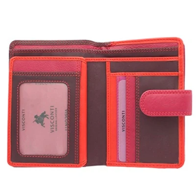 Image of VISCONTI Rainbow Leather Ladies Purse Style RFID Blocking RB51 Plum Multi