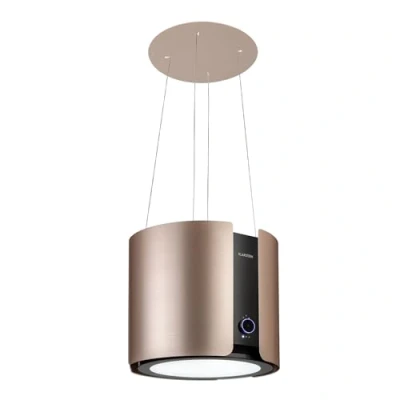 Image of Klarstein Skyfall Smart Island Hood, App and Gesture Control, Dimensions: 45 x 42 cm (ØxW), Freely Hanging, Recirculation Mode/Exhaust Air, 3 Levels, 402 m3 / h, 200 W, LED Lighting, EEC C, Gold