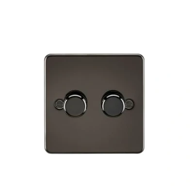 Image of KnightsBridge 2G 2 way 10 200W (5 150W LED) Intelligent Flat Plate Dimmer Gunmetal