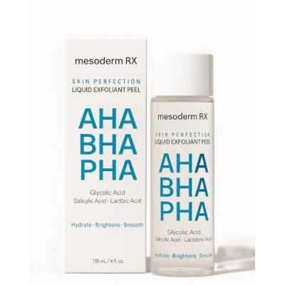 Image of Mesoderm RX AHA BHA PHA Liquid Salicylic Acid Exfoliant Fights against Blackheads, Enlarged Pores, Uneven Skin Tone &amp; Fine Lines, 4 oz Bottle