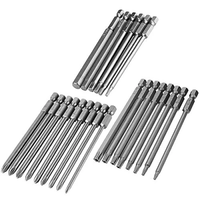 Image of Mesee 23 Pieces 4 Inch Long Magnetic Screwdriver Bit Set, 1/4 Hex Shank 3 in 1 Multiple Bits Torx Bits, Cross Phillips Hexagon Head Allen Wrench