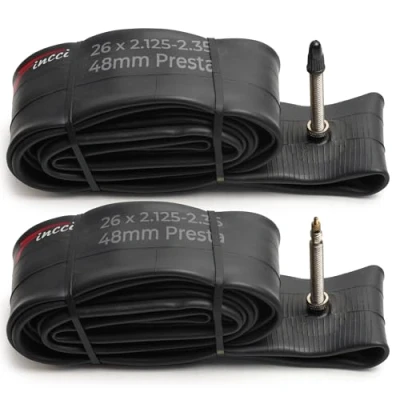 Image of Fincci Pair 26 x 2.125 2.35 Inch 48mm Presta Valve Inner Tubes for Mountain MTB Road Hybrid Bicycle Bike (Pack of 2)