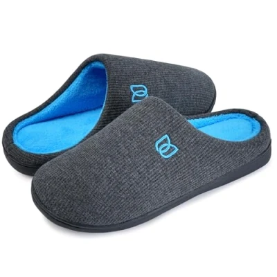 Image of Ladies&#039; Slippers Winter Warm Memory Foam House Shoes with Anti Skid Rubber Sole Indoor/Outdoor for Women And Men (Classic Grey Blue, 10UK)
