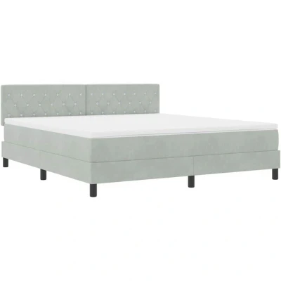 Image of vidaXL Box Spring Bed with Mattress &amp; LED Light Grey 180x200 cm Velvet