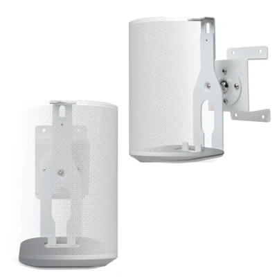 Image of shinar 2 Pack Metal Wall Mount Compatible with Sonos Era 100, One, One SL and Play: 1 Swivels up to 360, Tilts 70/+70, 70 (Left/Right) Cable Management White
