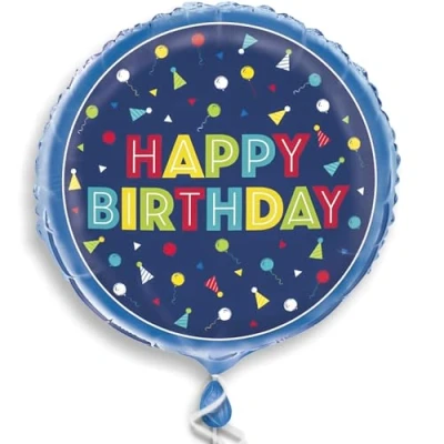 Image of Peppy Birthday Round Foil Balloon (45cm) Multicolor &amp; Dazzling Party Decor Perfect Celebration Surprise 1 Pc