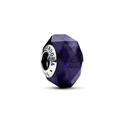 Image of Pandora Moments Sterling silver charm with faceted aventurine blue Murano glass