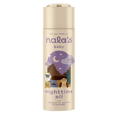 Image of Nala&#039;s Baby Nighttime Oil Award winning 99% Natural Dermatologically tested and Paediatrician approved Coconut oil, Apricot Lavender Vegan 200ml Nalas