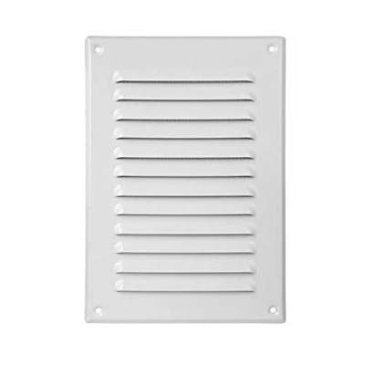 Image of Metal Air Vent Grille with Fly Screen Flat Ducting Ventilation Cover White (165mm x 240mm)