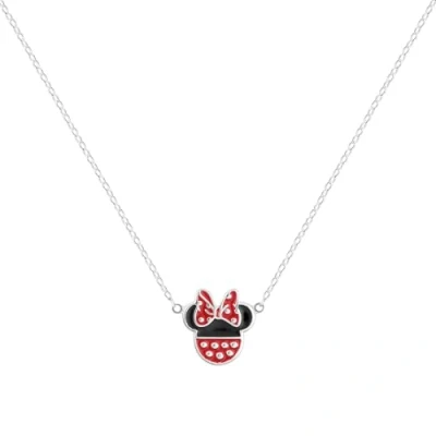 Image of Disney Girls Minnie Mouse Sterling Silver Bow Pendant Necklace N903272SL 18.PH