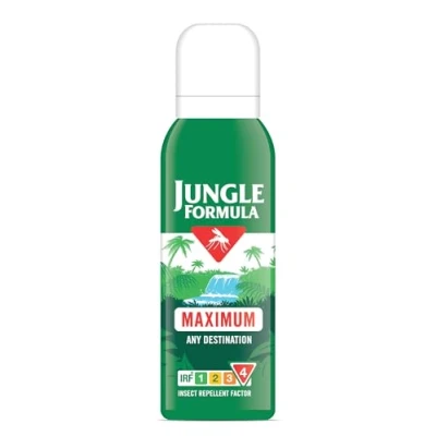 Image of Jungle Formula Maximum Repellent Aerosol 125ml Strength, against Mosquitoes, Biting Insects and Ticks Up to 9 hrs Protection for Any Destination incl. Tropics with DEET