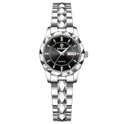 Image of JewelryWe Business Analog Quartz Watches: Men Women Dress Waterproof Luminous Date Calendar Dial Stainless Steel Luxury Multifunctional Couple Wrist Watch