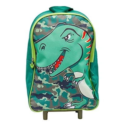 Image of HTUK Dinosaur Wheeled Bag Suitcase for Boys, Kids Trolley Hand Luggage with 2 Wheels, Practical Carry On Suitcase, Children Toddlers Travel Gifts Boys