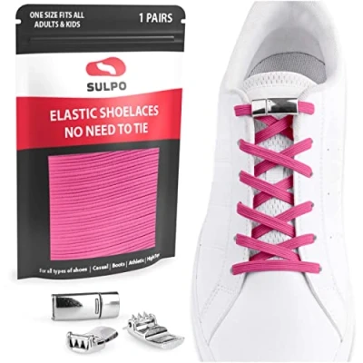 Image of SULPO elastic laces with magnetic closure without ties No tie shoe adult and kids Rubber for trainers, sneakers, converse nad work shoes One Size Adjustable
