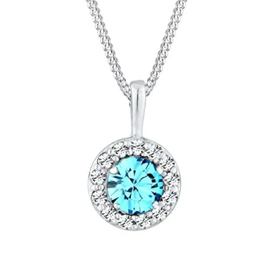 Image of Elli Necklace 925 Sterling Silver Crystals Aquamarine