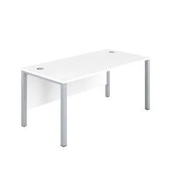 Image of 1400X800 Goal Post Rectangular Desk White Silver