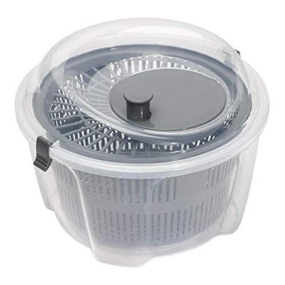 Image of Chef Aid Clear Plastic Salad Spinner Measuring 24.5cm x 16cm, 4.4 Litre Capacity with easy spin mechanism