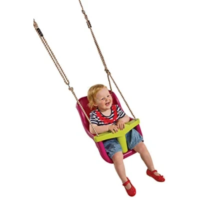 Image of Little Duck Bear High Back Baby Swing Seat With 3 Attachment Point T Bar For Children&#039;s Frames, Child Safety Feature And Belt Purple/Lime Green.