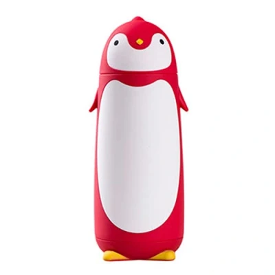 Image of 280ml Stainless Steel Cute Penguin Cup Bottle Flask vaccum (red)