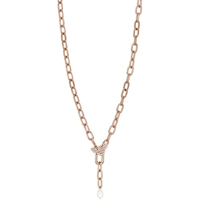 Image of Emporio Armani EGS2963221 Women&#039;s Y Necklace Freshwater Pearl White, L500+50mm,eagle:24x15mm,FWP: 10 11mm, Stainless Steel, No Gemstone