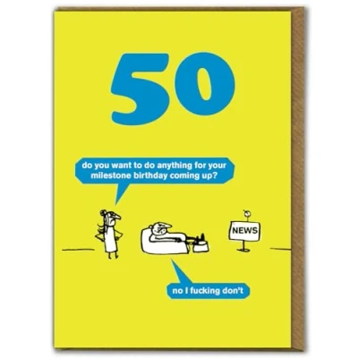 Image of Modern Toss &#039;Age 50 Milestone Birthday Card&#039; Cheeky Age Cards Funny 50th Card Humour For Him Her