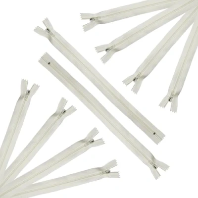 Image of Trimz 18cm ( 7inch) Cream one Way end Stop Zip with 4mm Teeth 10 Pcs, Polyester, 18 cm