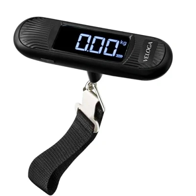 Image of VELOGA Digital Luggage Scale Portable Weight with Backlit LCD Display, High Precision, Battery Indicator &amp; Overload Alert, Suitcase Weighing Scales for Travel Baggage (50 kg Capacity)