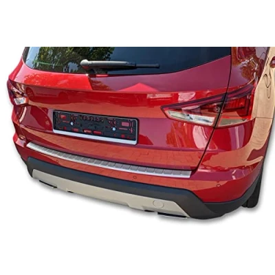Image of Boot Sill Protector Matte Stainless Steel Compatible with Seat Arona 2017 Onwards Folded Edges Premium Quality RECAMBO
