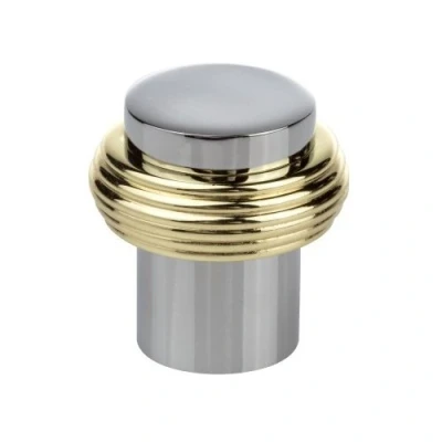 Image of Abrafix 25mm &#039;Carter&#039; Cupboard/Wardrobe Door Handle Knob Chrome With Gold Decor