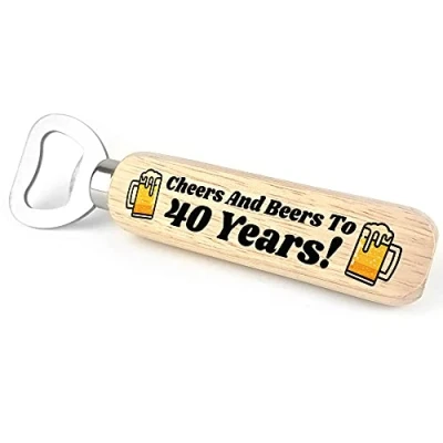 Image of Quirky 40th Birthday Gift for Him Wood Bottle Opener Dad Brother Uncle