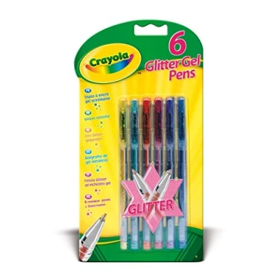 Image of CRAYOLA Glitter Gel Pens Assorted Colours (Pack of 6) Add Some Extra Sparkle to Your Arts &amp; Crafts! Ideal for Kids Aged 3+