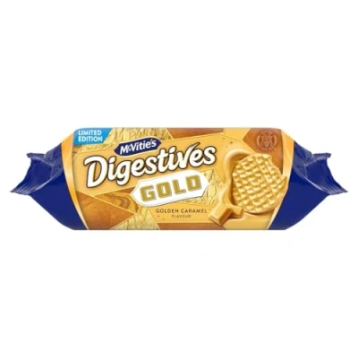 Image of McVitie&#039;s Gold Chocolate Digestive Biscuits, Golden Caramel Flavour, Limited Edition, 232 g (Pack of 1)