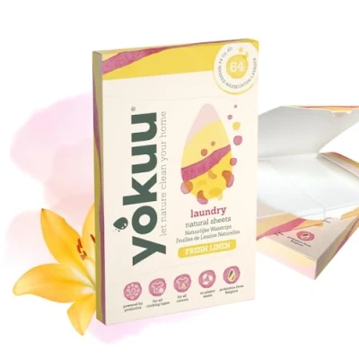 Image of YOKUU Probiotic Laundry Sheets 64 loads Fresh Linen Scented Travel Washing Detergent Eco
