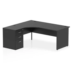 Image of Impulse 1800 LH Crescent Desk Black Top Panel End 600 High Ped