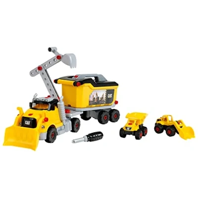 Image of Theo Klein 3252 Caterpillar Tool Truck Set 4 in 1 I construction Toy with toolbox Incl. digger and dumper for children from 3 years