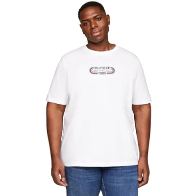 Image of Tommy Hilfiger Track Graphic TEE Print Tshirt, Men&#039;s, Size: XXL, White