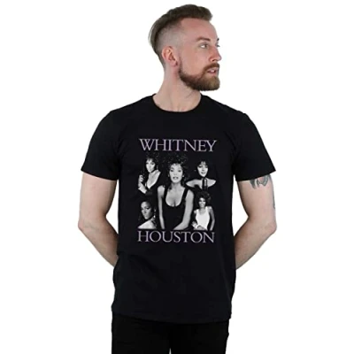 Image of Absolute Cult Whitney Houston Men&#039;s Multiple Pose T Shirt Black Small