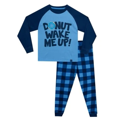 Image of Harry Bear Boys Donut Pyjamas for Kids Pyjama Set Blue 6 7 Years