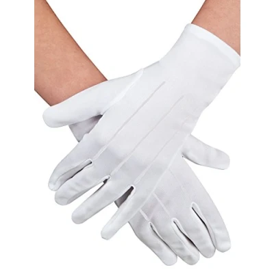Image of Short White Spandex &amp; Velvet Gloves for Fancy Dress Costumes Accessory