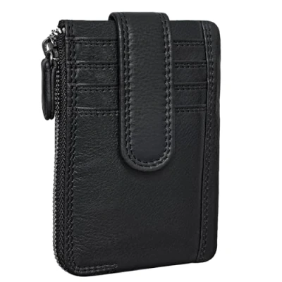 Image of STILORD &#039;Archer&#039; Vintage Leather Key Case Mini Card Wallet Small RFID Organiser Keyring with Gift Box, Colour:Black