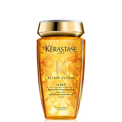 Image of Kérastase Elixir Ultime, Oil infused Shine Shampoo, For Dull Hair, With 5 Precious Oils, Ultime Bain, 250 ml