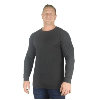 Image of KAM Big Mens Charcoal Grey Espin Thermal Long Sleeve Top Base Layer for Sizes 2XL 3XL 4XL 5XL 6XL 7XL 8XL, Size :