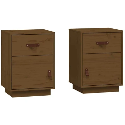 Image of vidaXL Bedside Cabinets 2 pcs Honey Brown 40x34x55 cm Solid Wood Pine