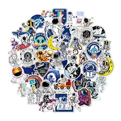 Image of NASA Stickers 50 Pcs, Space Exporer Astronaut Galaxy Vinyl Decals for Laptop Skateboard Suitcase Water Bottle MacBook Bike (Space B)
