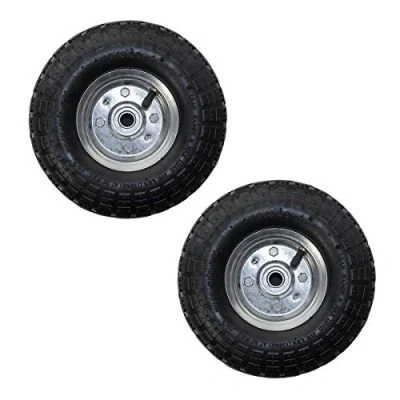 Image of KCT Twin Pack 10&quot; Replacement Wheels for Garden Cart, Wheelbarrow, Tool Trolley, Sack Barrow Wheel, Wheel Trailer 4.10/3.50 4 Size